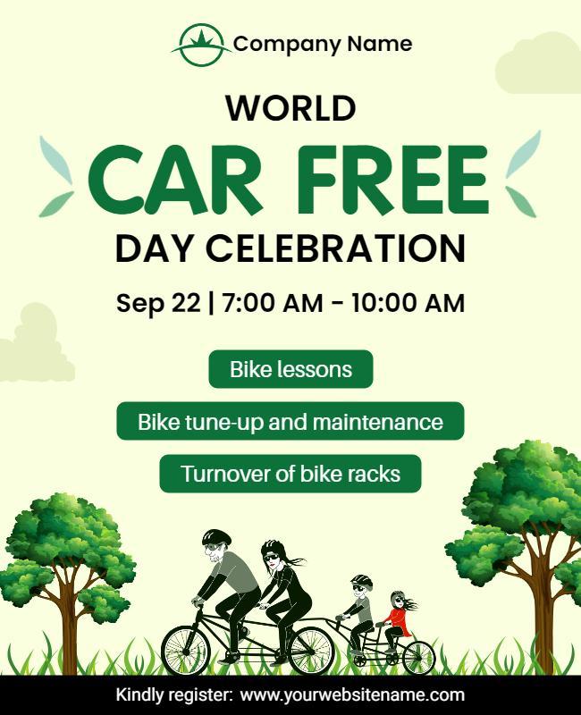 Eco-Friendly Green World Car Free Day Celebration Poster Template