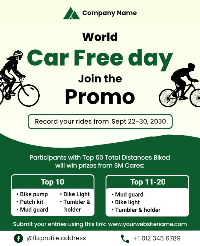 Eco-Friendly Green World Car Free Day Promo Poster Template