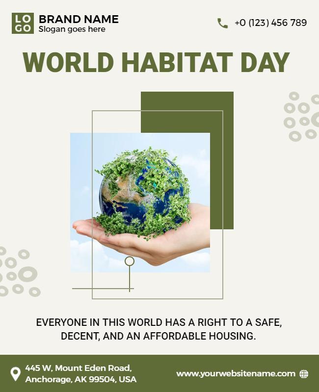 Eco-Friendly Green World Habitat Day Awareness Poster Template