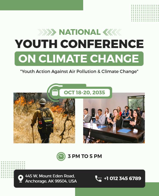 Eco-Friendly Green Youth Conference on Climate Change Poster Template