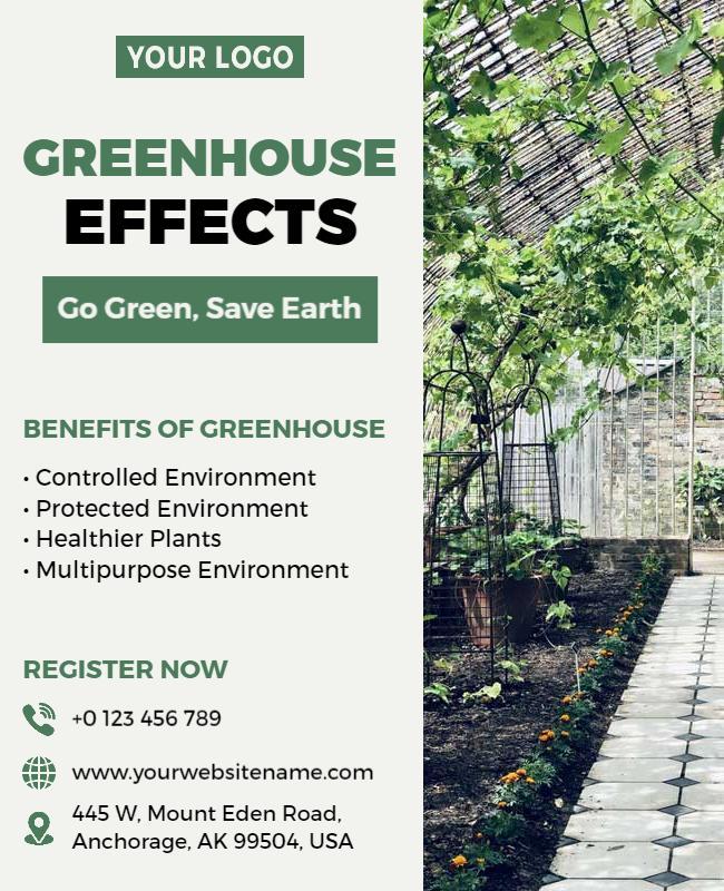 Eco-Friendly Greenhouse Benefits Information Poster Template