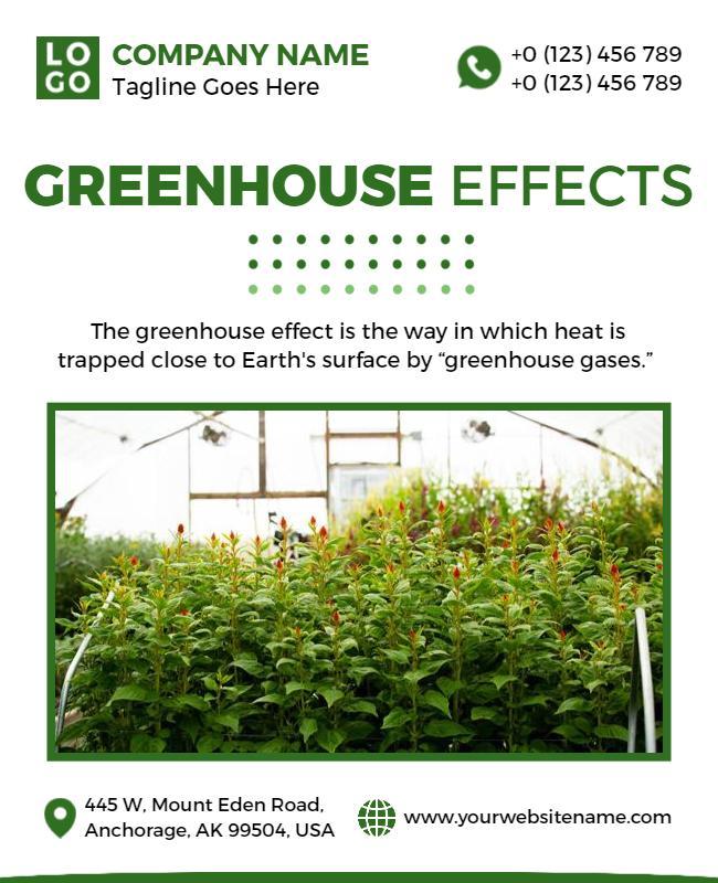 Eco-Friendly Greenhouse Effects Awareness Poster Template