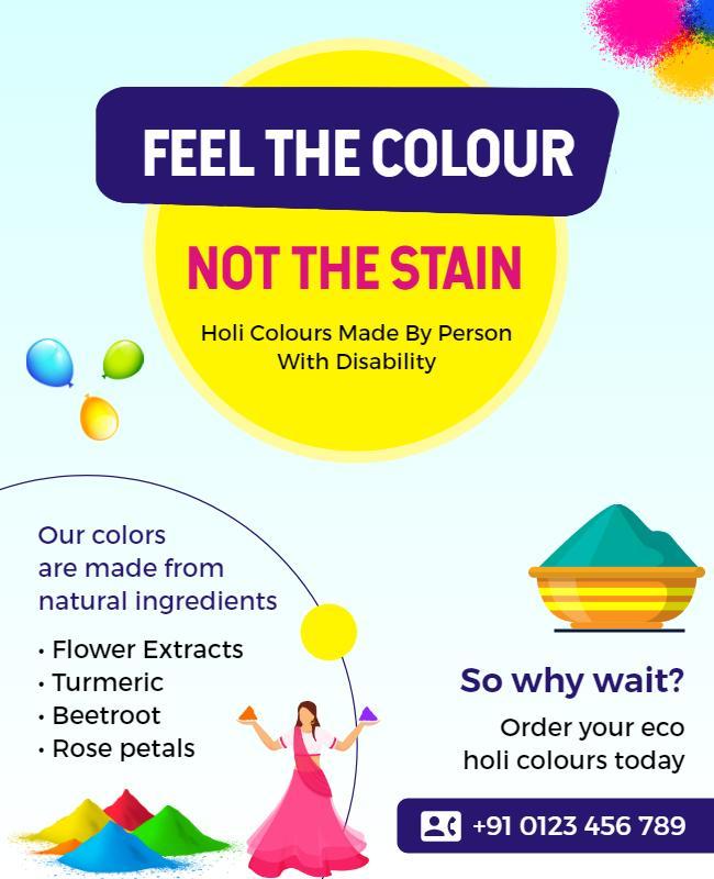 Eco Friendly Holi Colors Promotion Flyer Template