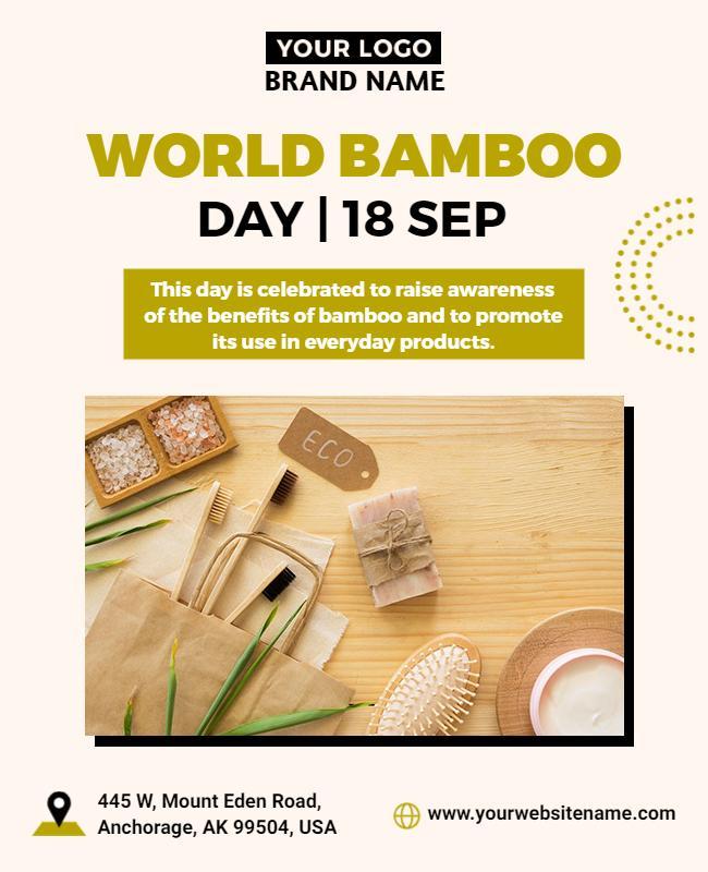 Eco-Friendly Minimalist World Bamboo Day Awareness Poster Template