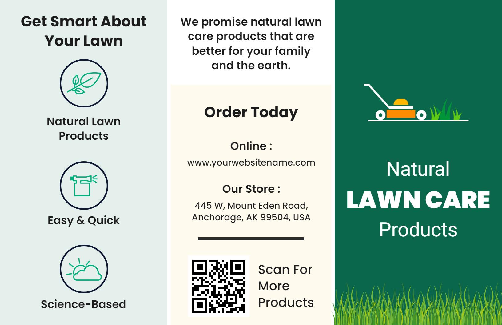 Eco-Friendly Natural Lawn Care Products and Services Brochure Template