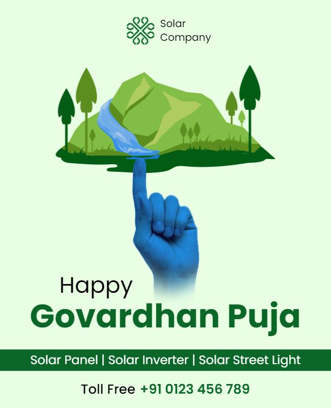 Eco-Friendly Nature Theme for Govardhan Puja Poster Template