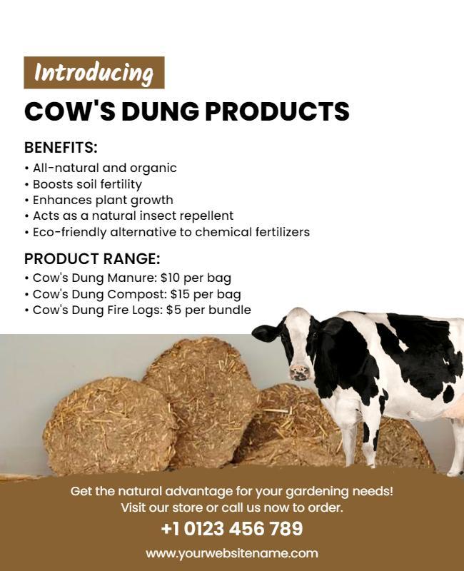 Eco Friendly Organic Cow Dung Products Flyer Template