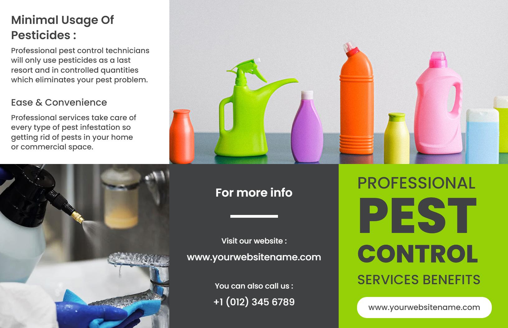 Eco-Friendly Pest Control Solutions and Services Benefits Brochure Template