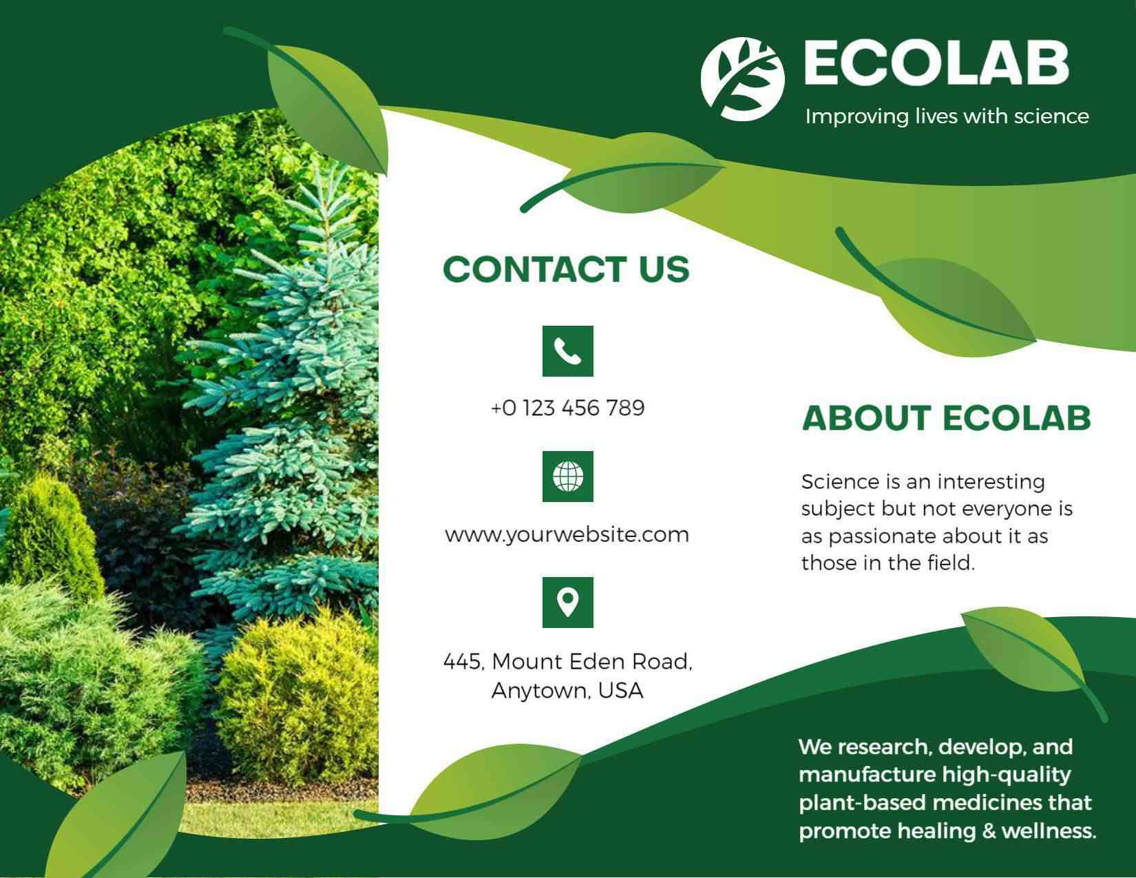 Eco-Friendly Plant-Based Medicine Information Tri Fold Brochure Template