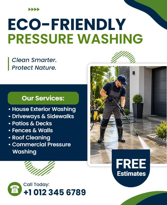 Eco-Friendly Pressure Washing Service Flyer Template