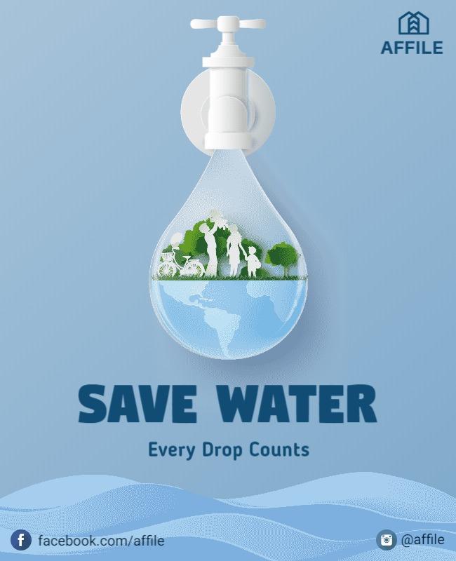 Eco-Friendly Water Conservation Awareness Poster Template