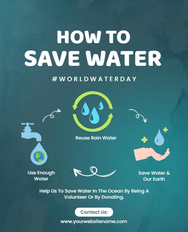 Eco-Friendly Water Conservation Tips for World Water Day Poster Template