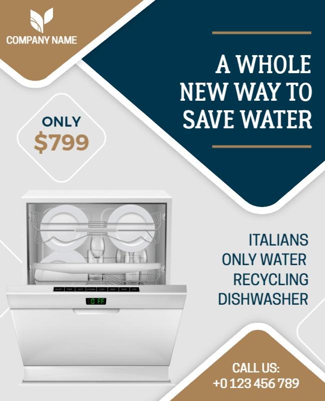 Eco Friendly Water Saving Dishwasher Flyer Template