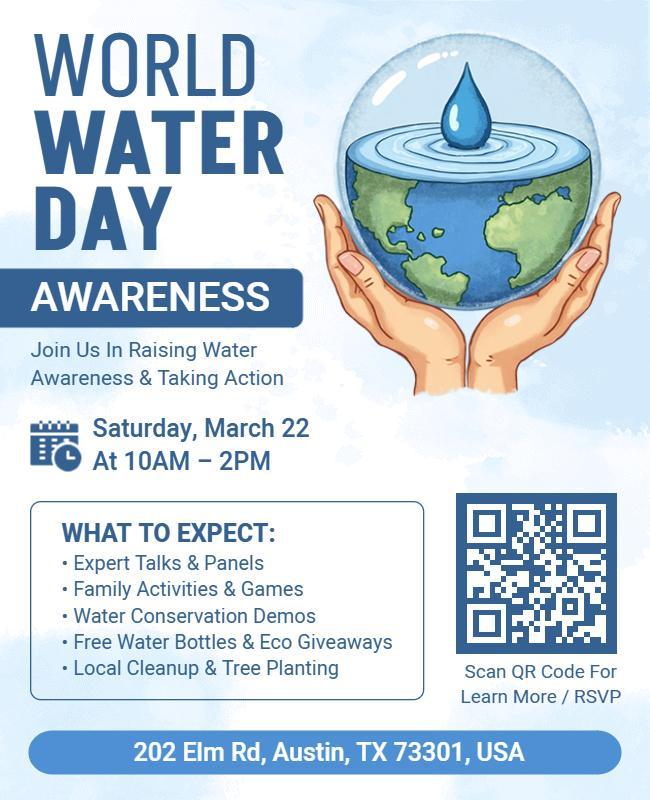 Eco-Friendly World Water Day Awareness Event Flyer Template