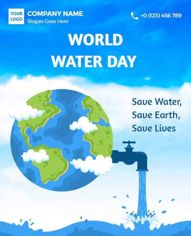Ecological Blue World Water Day Awareness Poster Template