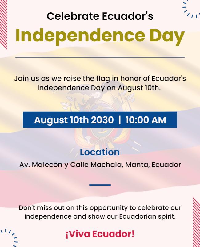 Festive Colorful Ecuador Independence Day Celebration Flyer Template