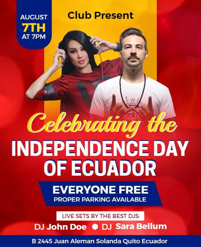 Bold Red Celebration for Ecuador Independence Day Flyer Template