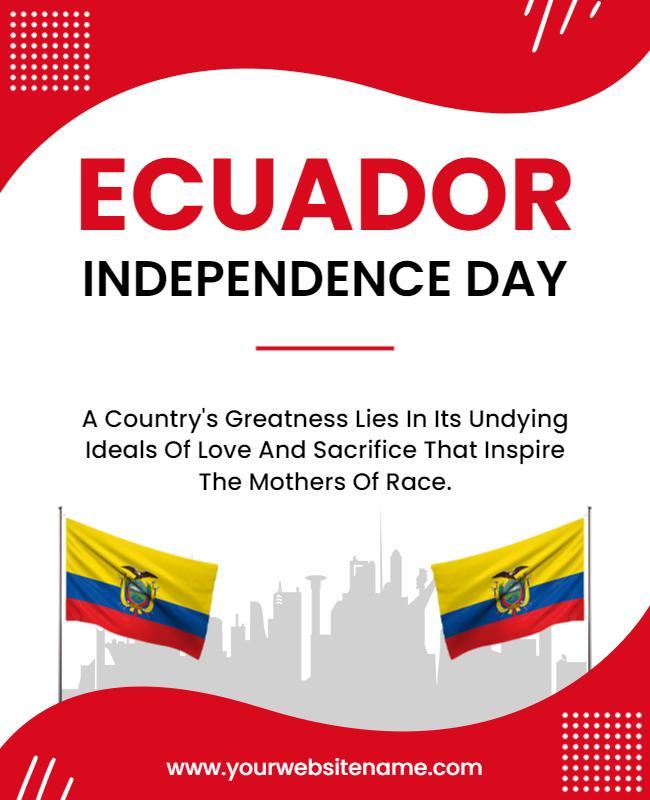 Vibrant Red Ecuador Independence Day Celebration Flyer Template