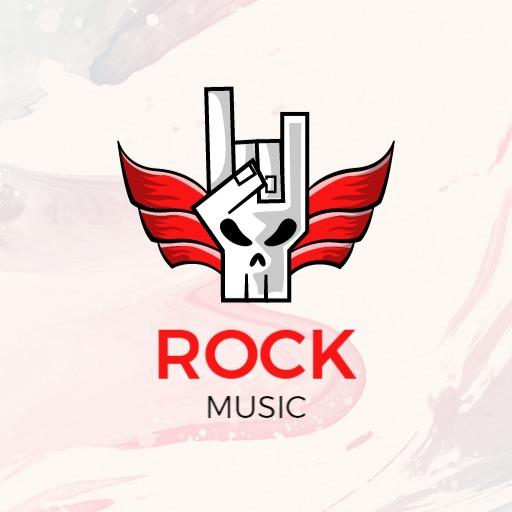 Edgy Skull and Wings Representing Rock Music Band Logo Template