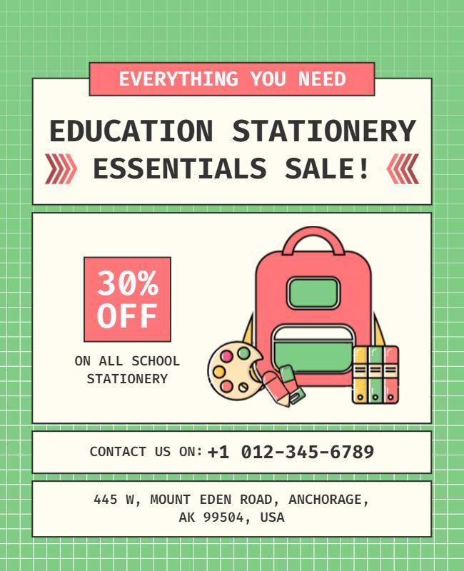 Education Stationery Essentials Sale Flyer Template