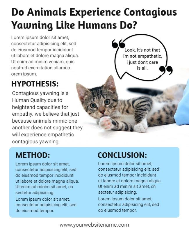 Educational Blue Cat Contagious Yawning Research Poster Template
