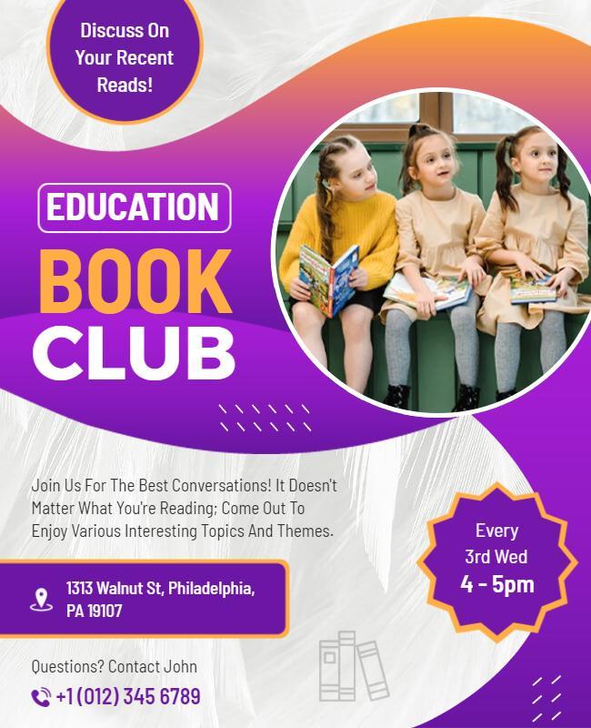 Educational Book Club Event Flyer Template