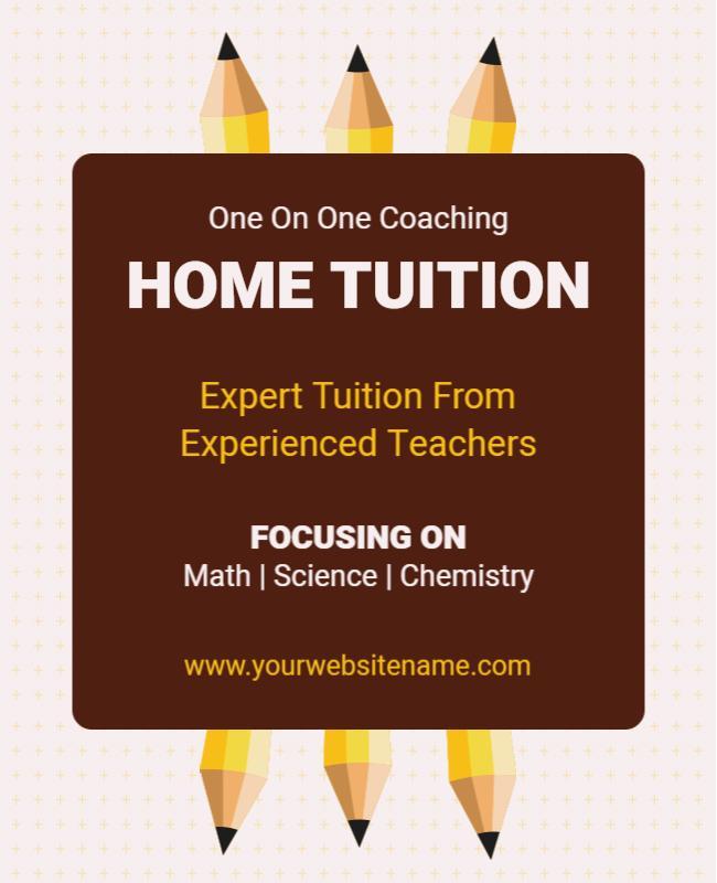 Educational Brown Home Tuition Coaching Poster Template