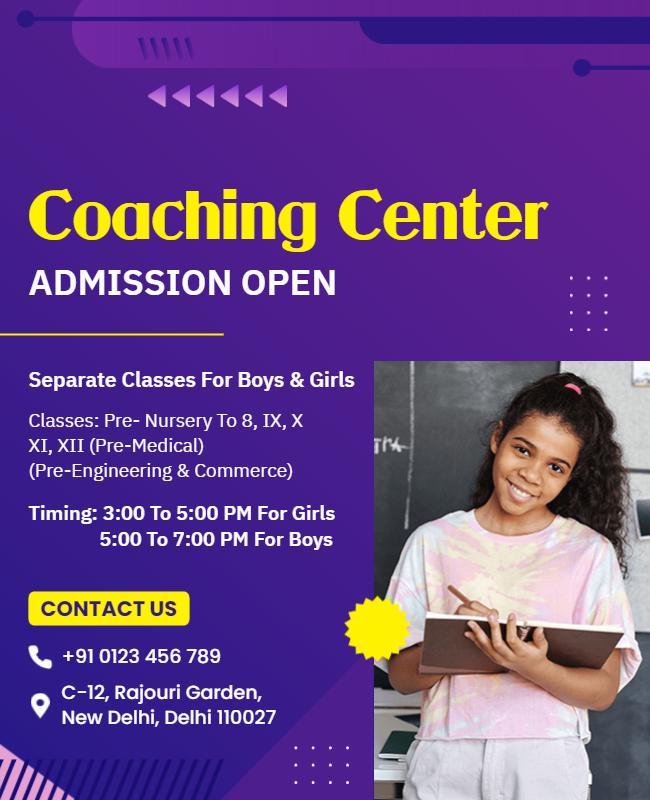 Educational Coaching Center Admission Open Flyer Template