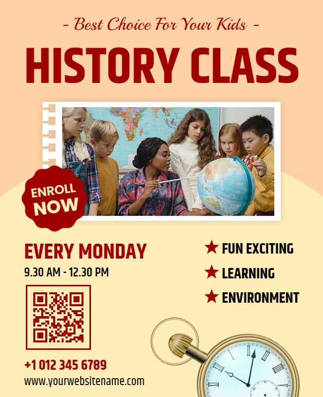 Educational History Class Learning Flyer Template