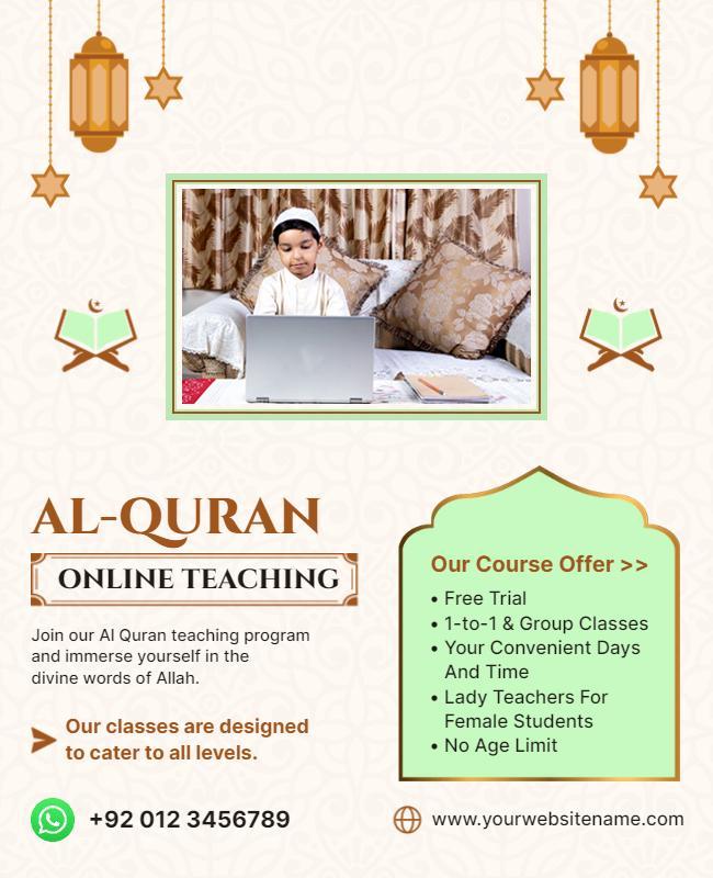 Educational Islamic Online Teaching for All Ages Poster Template