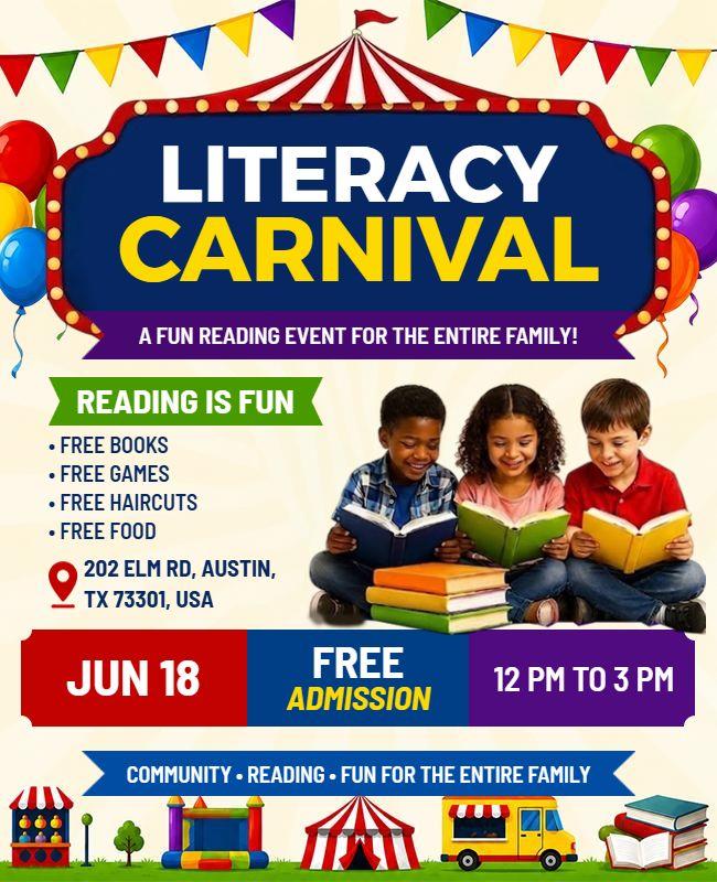 Educational Literacy Carnival Flyer Template