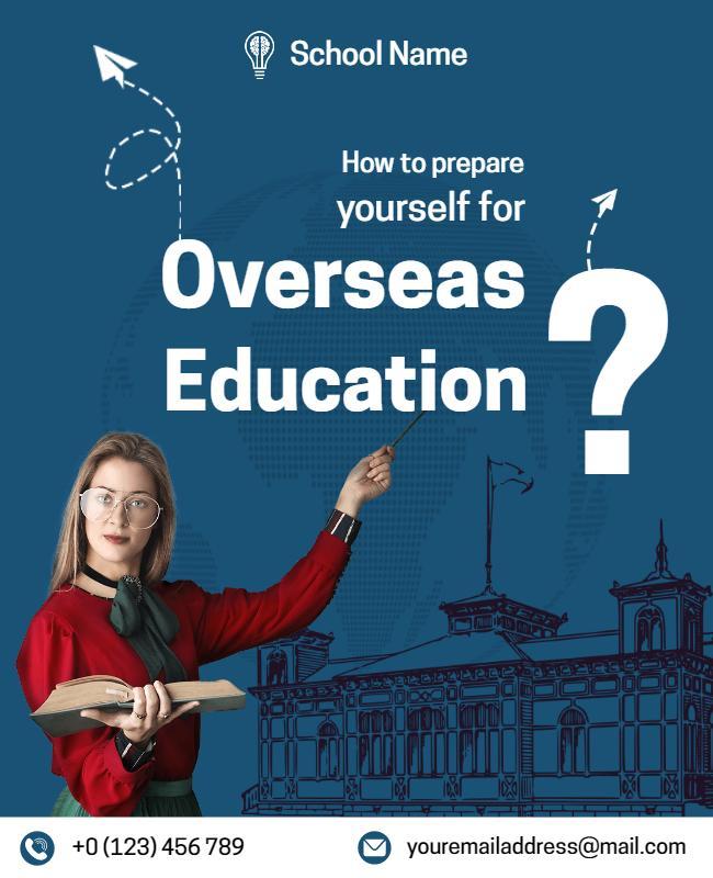 Educational Preparation for Overseas Study Guidance Poster Template