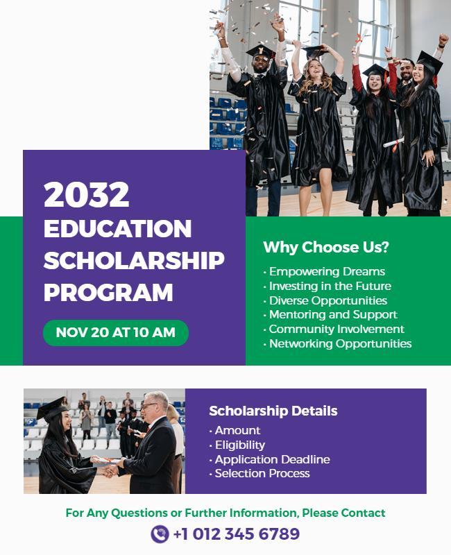 Educational Scholarship Program Announcement Flyer Template