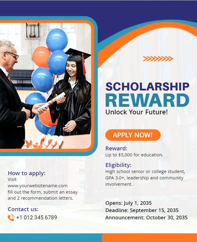 Educational Scholarship Reward Announcement Flyer Template