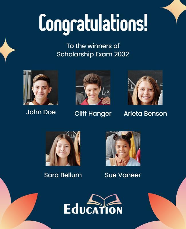 Educational Scholarship Winners Announcement Flyer Template