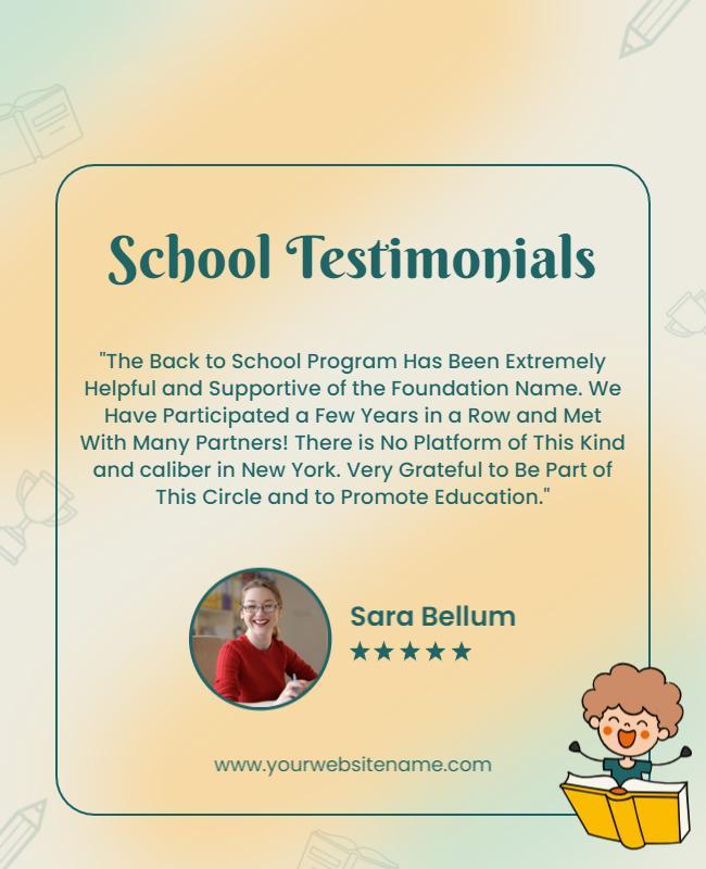 Educational School Testimonials Presentation Flyer Template