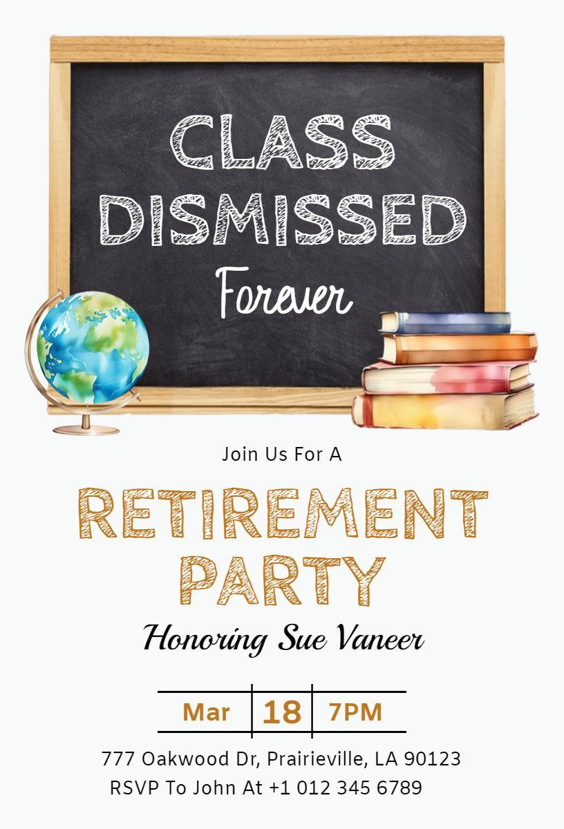 Educational Theme Retirement Party Celebration Invitation Template