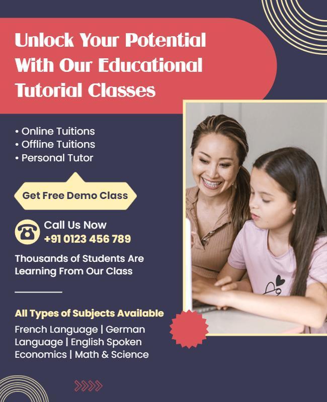 Educational Tutorial Classes Promotion Flyer Template