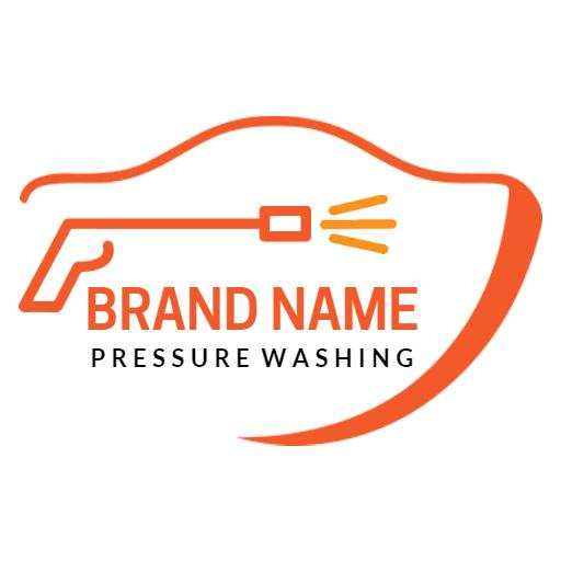Effective Orange Pressure Washing Gun Creating Clean Surfaces Logo Template
