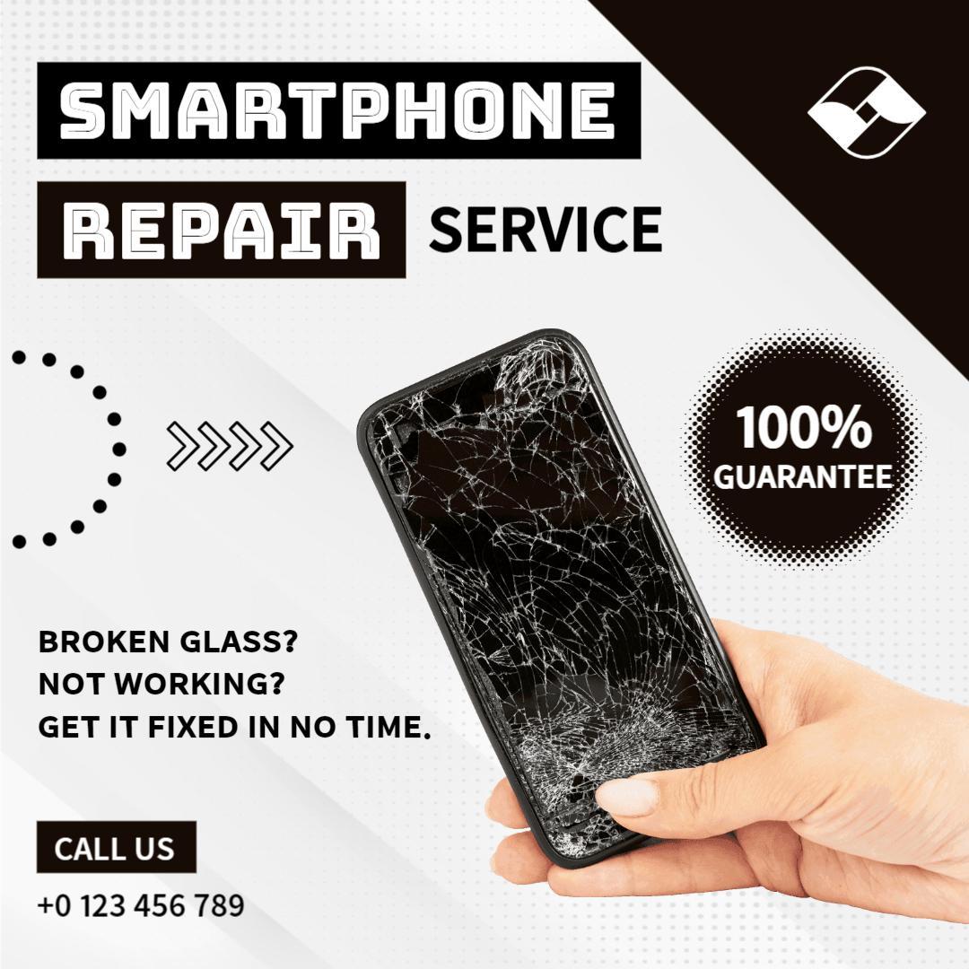 Effective Smartphone Repair Service with 100% Guarantee Ad Template