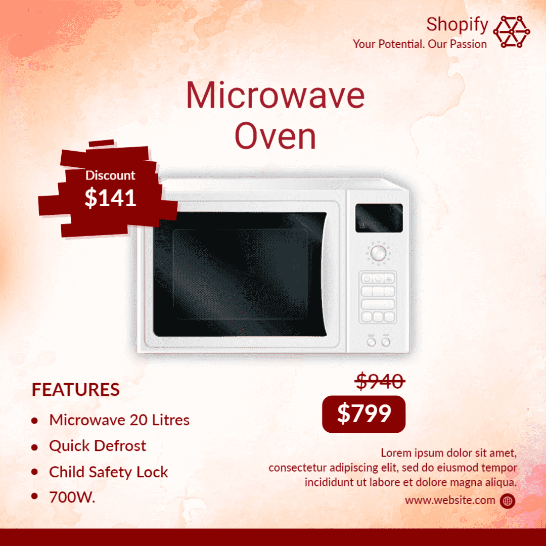 Efficient 20L White Microwave Oven with Quick Defrost Ad Template