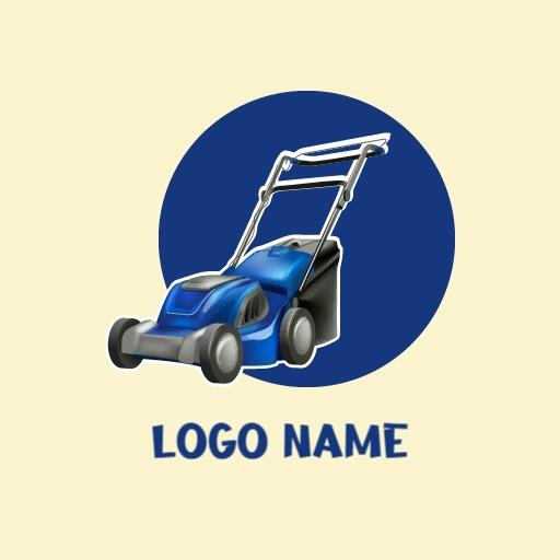 Efficient Blue Lawn Mower for Professional Lawn Care Logo Template