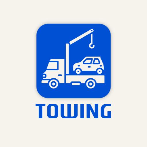 Efficient Blue Towing Truck Design for Emergency Services Logo Template