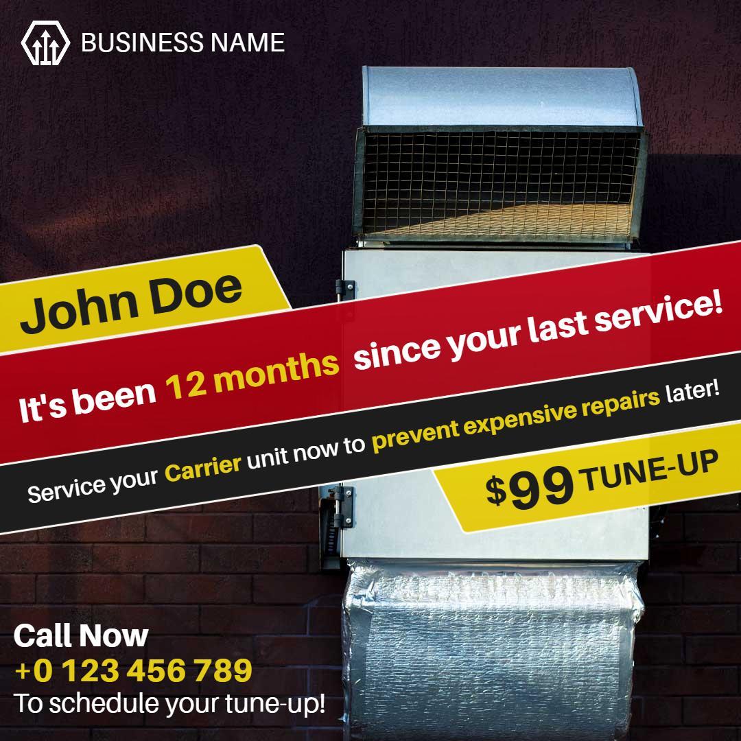 Efficient Carrier Unit Tune-Up Reminder for HVAC Services Ad Template