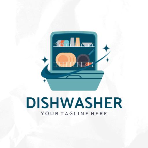 Efficient Dishwasher Design Highlighting Clean Dishes Logo Template