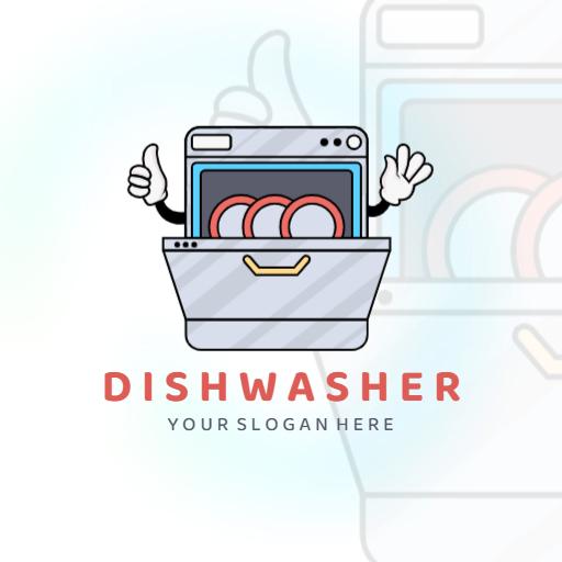 Efficient Dishwasher Design Showcasing Clean Plates Logo Template