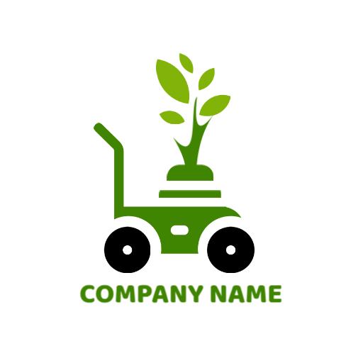 Efficient Green Lawn Care Service with Reliable Equipment Logo Template