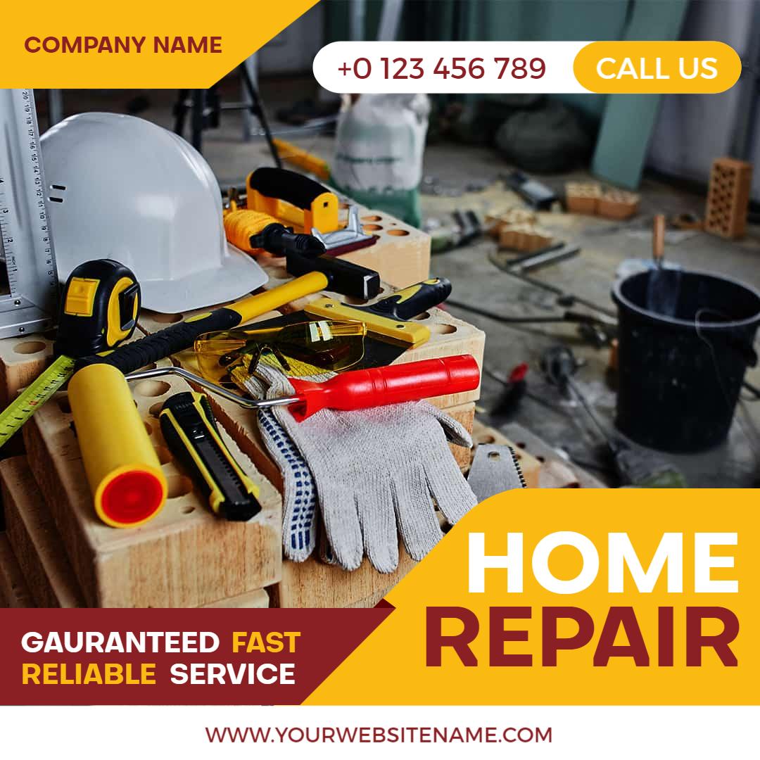 Efficient Home Repair Tools and Services Promotion Ad Template