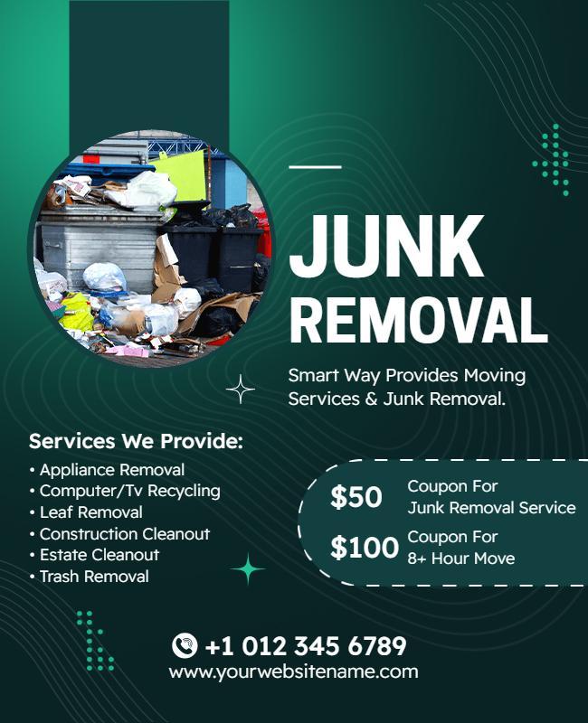 Efficient Junk Removal Services Promotional Flyer Template