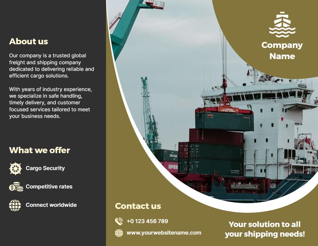 Efficient Shipping and Freight Solutions Tri Fold Brochure Template